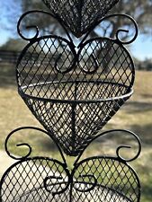 Used, VTG Black Metal Plant Flower Stand 3 Tier Indoor/Outdoor Heart Rack Shelf Basket for sale  Shipping to South Africa
