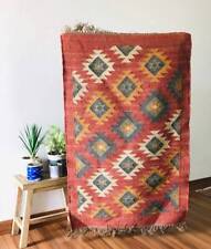 Usado, Tapete KILIM quadrado multicolorido feito à mão: artesanato tradicional indiano comprar usado  Enviando para Brazil