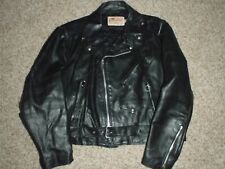 1970s Vintage Excelled Leather Biker Jacket M 48R Black Made in USA Quilt Lined for sale  Shipping to South Africa