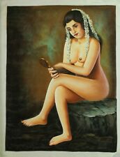Nudes Lady Painting Handmade Realistic Watercolor Art - Indian Women Painting myynnissä  Leverans till Finland