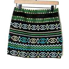 Minifalda Etcetera marrón con hilos verdes y azules línea A estilo retro talla 0 B87 segunda mano  Embacar hacia Mexico