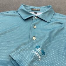 Camisa polo Peter Millar para hombre L lunares elástica de verano comodidad logotipo colonial segunda mano  Embacar hacia Argentina