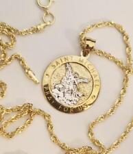 Pingente medalha religiosa ouro maciço real 14k 2 tons São Miguel São Miguel comprar usado  Enviando para Brazil