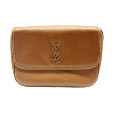 Autêntica bolsa de ombro tiracolo logotipo YVES SAINT LAURENT YSL couro marrom - z0482 comprar usado  Enviando para Brazil