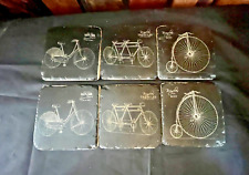 Set of 6 assorted drink coasters- Vintage bicycle pictures-black and white for sale  Shipping to South Africa