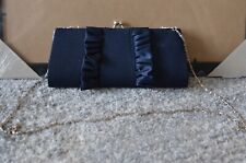 Bolsa de noite conversível de cetim com babados azul marinho com corrente prata comprar usado  Enviando para Brazil