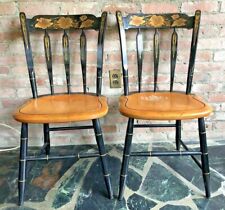 L.Hitchcock~2 BLACK SIGNED STENCILED ARROW BACK,WOOD SEAT SIDE CHAIRS-Avaliable for sale  Shipping to Canada