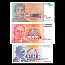 Yugoslavia 5, 50, 500 Million Dinara 1993 Banknotes Hyperinflation Currency tweedehands  verschepen naar Netherlands