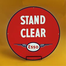 OLD VINTAGE ESSO CLEAR GASOLINE PORCELAIN ENAMEL GAS STATION PUMP SIGN MOTOR OIL, used for sale  Shipping to Canada