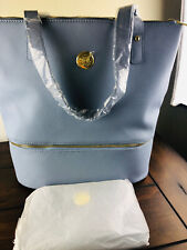 Bolsa tote de couro Joy Mangano de dois andares com bolsa de sapatos AZUL - Nova em folha! comprar usado  Enviando para Brazil