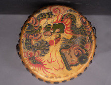 Antique 1920s Chinese Dragon Phoenix Tom Tom Hand Painted Drum 9", used for sale  Shipping to South Africa