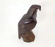 Mahogany Wood Eagle Hawk Bird - Hand-Carved Figure 8.5" Excellent, used for sale  Shipping to South Africa