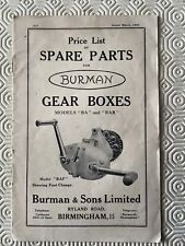 Burman gearboxes 1937 for sale  SHERINGHAM