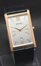 Relógio de pulso masculino Seiko quartzo data fina mostrando retângulo ouro rosa - recondicionado comprar usado  Enviando para Brazil
