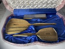 Vintage Gold Vanity Set - Brush, Comb, Mirror, used for sale  Shipping to South Africa
