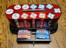 Juego de fichas de póquer profesionales World Poker Tour de 306 piezas con soporte de madera giratoria segunda mano  Embacar hacia Argentina