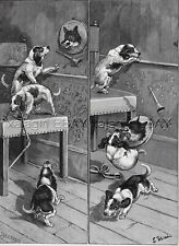 Filhotes de cachorro Beagle entrando em problemas taxidermia, impressão antiga e poema da década de 1880 comprar usado  Enviando para Brazil