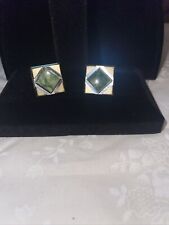 Abotoaduras masculinas vintage de jade e ouro 800 prata esterlina estampadas insígnia comprar usado  Enviando para Brazil