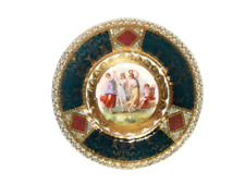 Prato de porcelana Risqué feminino estilo Royal Vienna pintado à mão querubim levantado dourado comprar usado  Enviando para Brazil