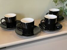Set Of 4 whittard Of Chelsea Black Gloss Espresso Cups and Saucers for sale  Shipping to South Africa
