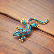 Usado, Moda de luxo azul lago lagartixa broches e alfinetes cachecol acessórios de joias vintage comprar usado  Enviando para Brazil