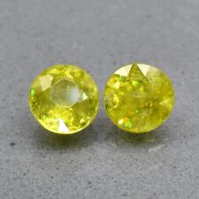 Par de 2 piezas/1,34 quilates t.w esfeno verde amarillento natural redondo, brillo diamante segunda mano  Embacar hacia Argentina