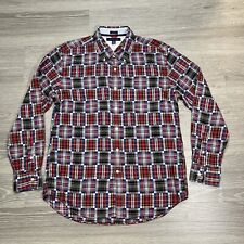 Camisa masculina Tommy Hilfiger manga longa XL patchwork Madras Oxford roupa botão para cima comprar usado  Enviando para Brazil