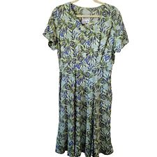 Vestido verde floral vintage de lino Jeanne Engelhart talla 10 con bolsillos  segunda mano  Embacar hacia Argentina