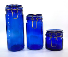 3 blue glass cobalt canisters for sale  Fort Worth