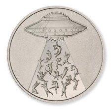 UFO Alien Abduction Cats Kittens 1 Oz 999 Fine Silver Round Medal - JN716 for sale  Chicago