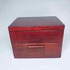 Vintage Sewing wooden box with drawer and contents Sylko Darning Mushroom Thimbl for sale  Shipping to South Africa