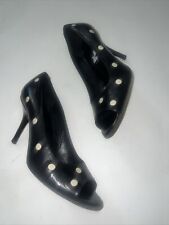 Sapatos de Salto Via Spiga Peep Toe Couro Preto Clássico Itália Tamanho 8 comprar usado  Enviando para Brazil