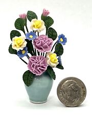 1:12 Vintage Artisan Dollhouse Miniature Flowers Arrangement Ceramic Vase for sale  Shipping to South Africa