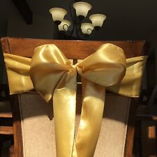 45 Satin Gold Chair Sash/ Bow/ Table Runner Wedding Banquet Party Event Decor, used for sale  Shipping to South Africa
