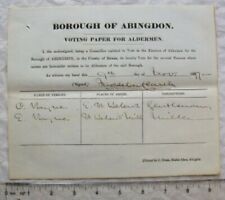 Used, 1877 Voting Paper for Aldermen, Abingdon - C & E Payne, St. Helens Mill for sale  Shipping to South Africa