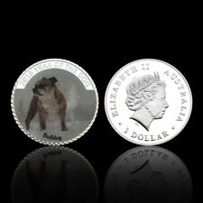 Moneda de Plata Bulldog Medalla de la Suerte Isabel II Un Dólar Decoración de Mascotas Recuerdo segunda mano  Embacar hacia Mexico