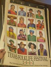 2002 Texas FolkLife Festival Poster ARTIST HUNTER SAN ANTONIO TEXAS 36" X 24", used for sale  Shipping to South Africa