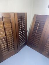 Pair Vtg Wood Folding Louver Rustic Wooden Interior Window Shutters 18"W x 20"H, used for sale  Shipping to South Africa