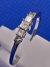 9 Carat White Gold 0.25 Ct Princess Cut Diamond 5 Stone Ring Size M.5/N  1.7g for sale  Shipping to South Africa