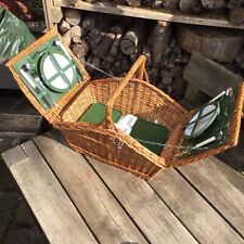 Old Vintage Retro Large Wicker Picnic Basket With Plates Cups Contents Etc for sale  Shipping to South Africa