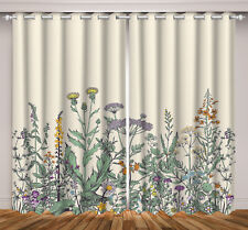 Folha verde roxo flor silvestre 3D 2 painéis cortinas de janela cortinas de bloqueio tecido comprar usado  Enviando para Brazil