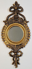 Espelho de parede ornamentado círculo ouro resina clássica floral arco fita 21" vintage comprar usado  Enviando para Brazil