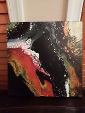 acrylic poured fluid art abstract painting 12x12 for sale  Shipping to Canada
