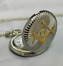 Reloj de Bolsillo Masonic Masons Oro y Plata Collar de Cadena Regalos Francmasonería, usado segunda mano  Embacar hacia Argentina