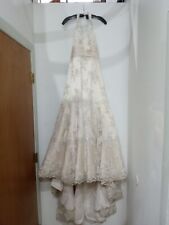 Oleg Cassini Ivory/Champagne Style CWG365 Lace Beaded Wedding Gown Size 4 for sale  Shipping to South Africa