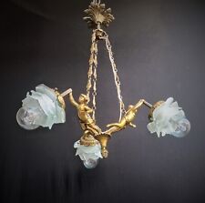 Angel Brass Antique French Vintage Angel Lights Crystal Chandelier Shabby for sale  Shipping to South Africa