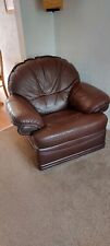 Brown leather three for sale  WIGAN