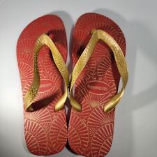 Tanga Havaianas Feminina Chinelos 6 EUA 37-38 Design de Concha de Ouro Vermelho comprar usado  Enviando para Brazil