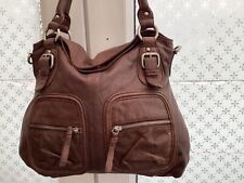 CLARKS THICK SOFT AGED BROWN LEATHER FOLD OVER TOP LGE SZ HAND CARRY BAG for sale  Shipping to South Africa