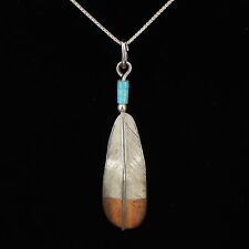 silver feather pendant for sale  USA